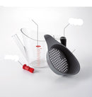 2-cup fat separator strainer with measuring markings, designed for easy fat separation from liquids.